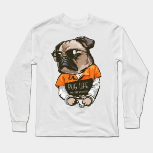 Pug Life Convict Mugshot Long Sleeve T-Shirt